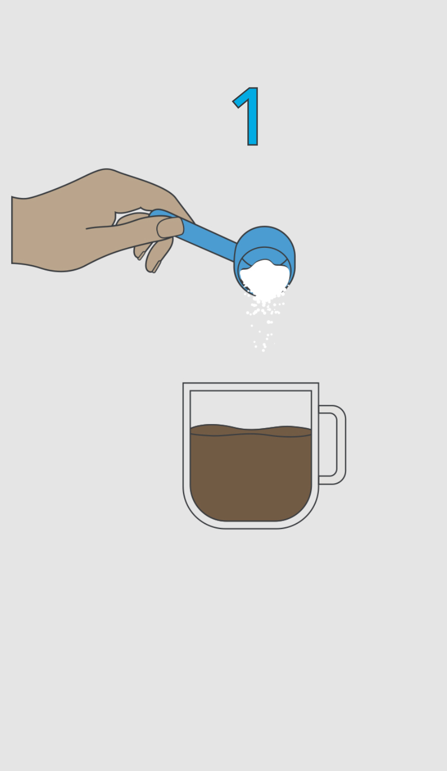 Adding a scoop of sugar to a cup of coffee