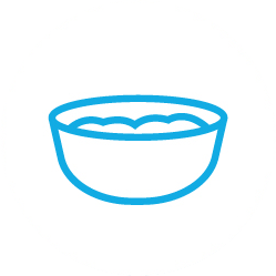 Simple bowl icon in blue and white