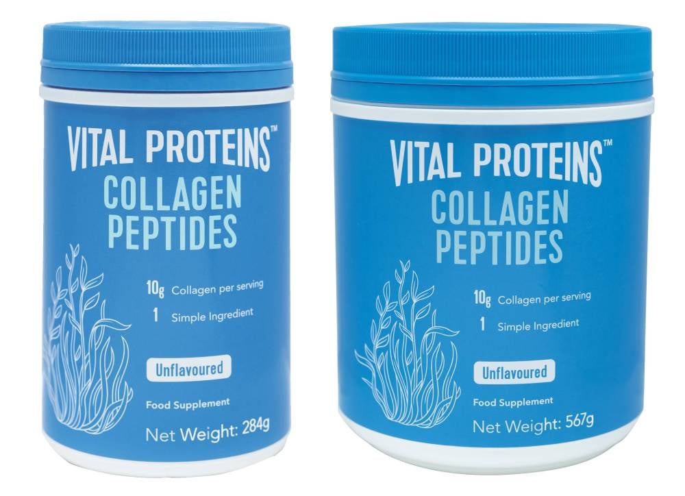 Two containers of Vital Proteins Collagen Peptides supplement