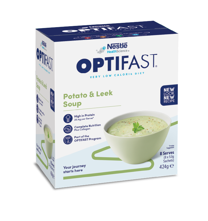OPTIFAST®瘦身代餐馬鈴薯及濃湯，每份提供20.4克蛋白質、完整營養及膠原蛋白，適合加入OPTIFAST®體重管理計劃