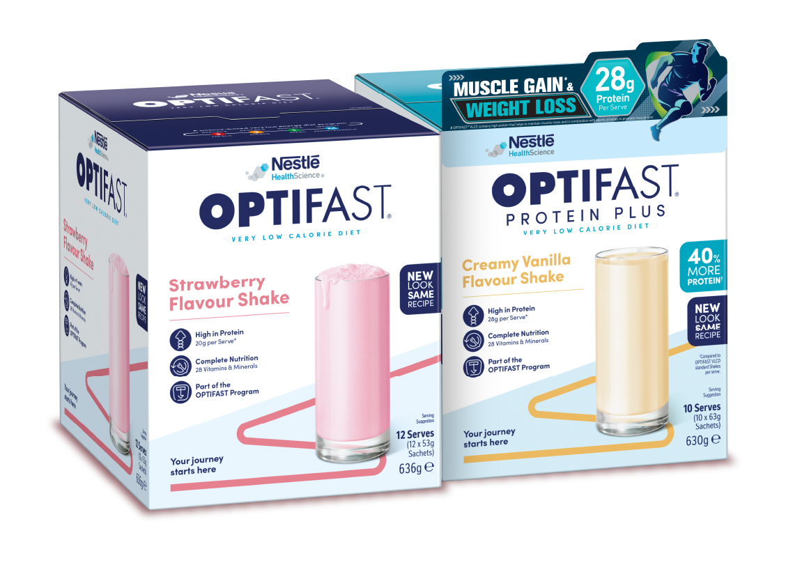 OPTIFAST®瘦身代餐與Protein Plus高蛋白代餐產品組合，提供奶昔及濃湯選擇