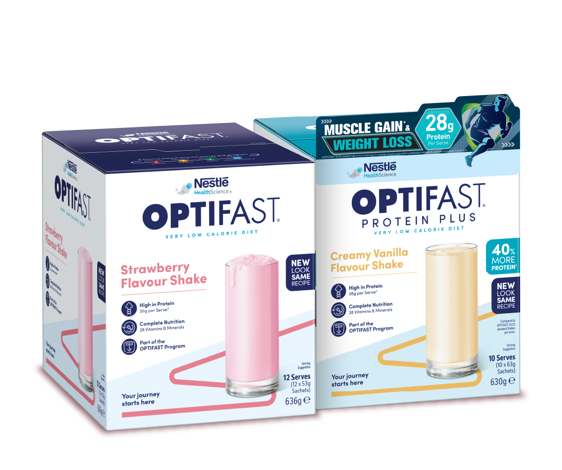 OPTIFAST®瘦身代餐與Protein Plus高蛋白代餐產品組合，提供奶昔及濃湯選擇