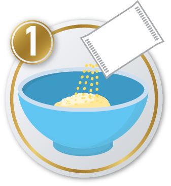THICKENUP® INSTANT PUREE 快凝寶®即食營養糊餐沖調步驟一：把70克糊餐粉或1包70克獨立包裝倒入碗內